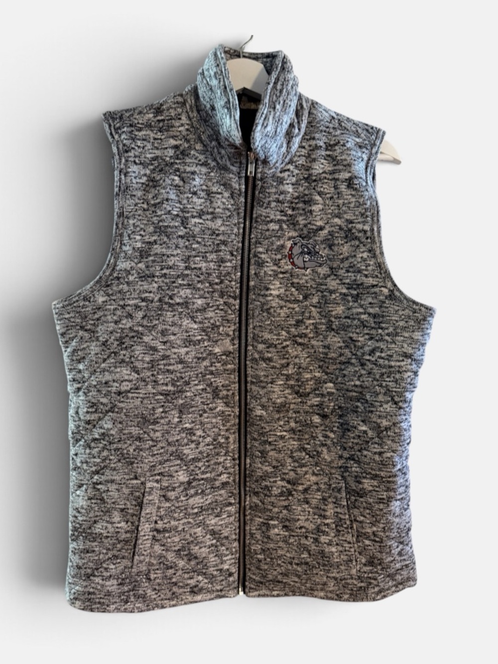 Gonzaga Bulldogs Heathered Gray Quilted Sleeveless Vest - Women's Zip Front